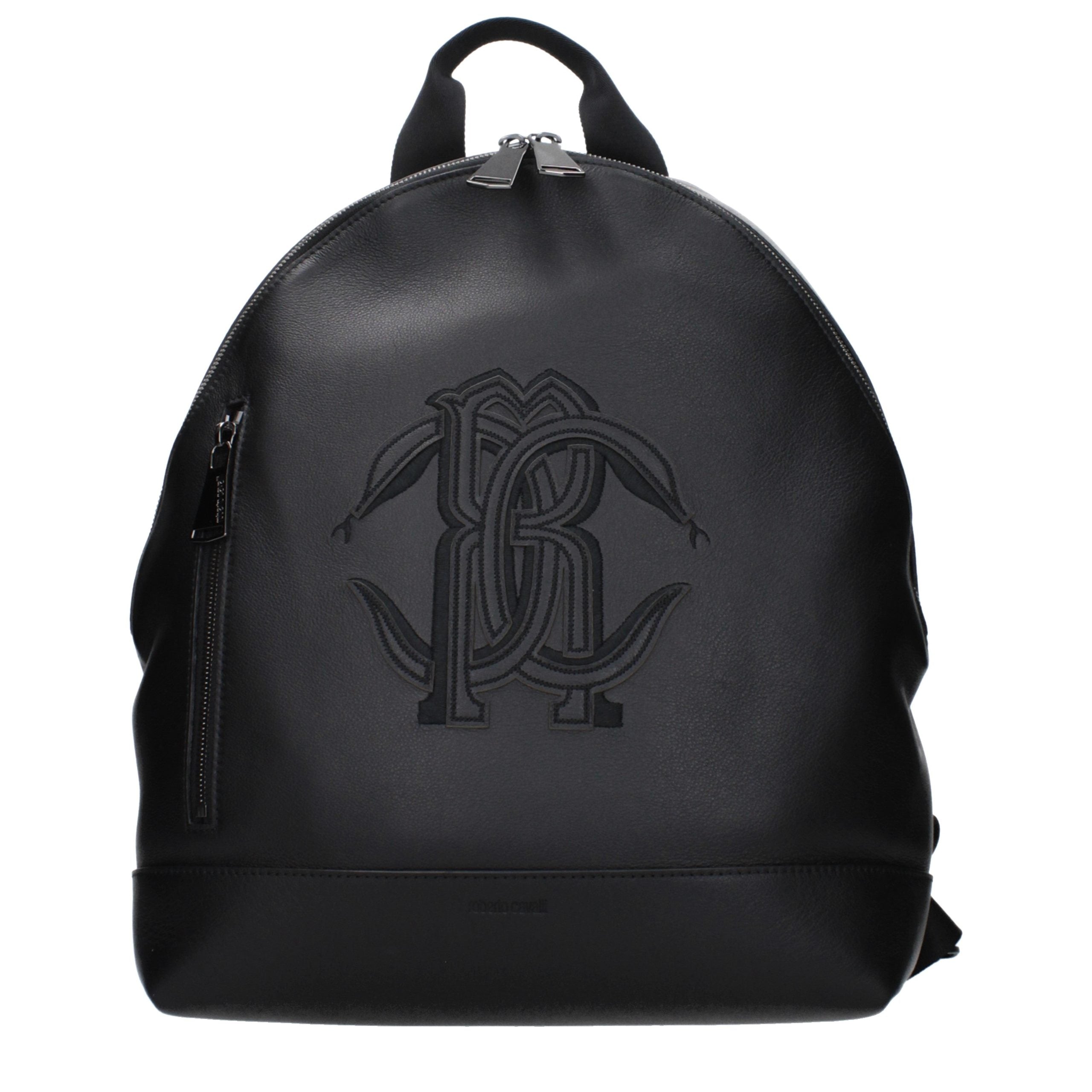 Roberto Cavalli Black Leather Backpack