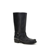 Golden Goose Black Leather Biker Ankle Boots