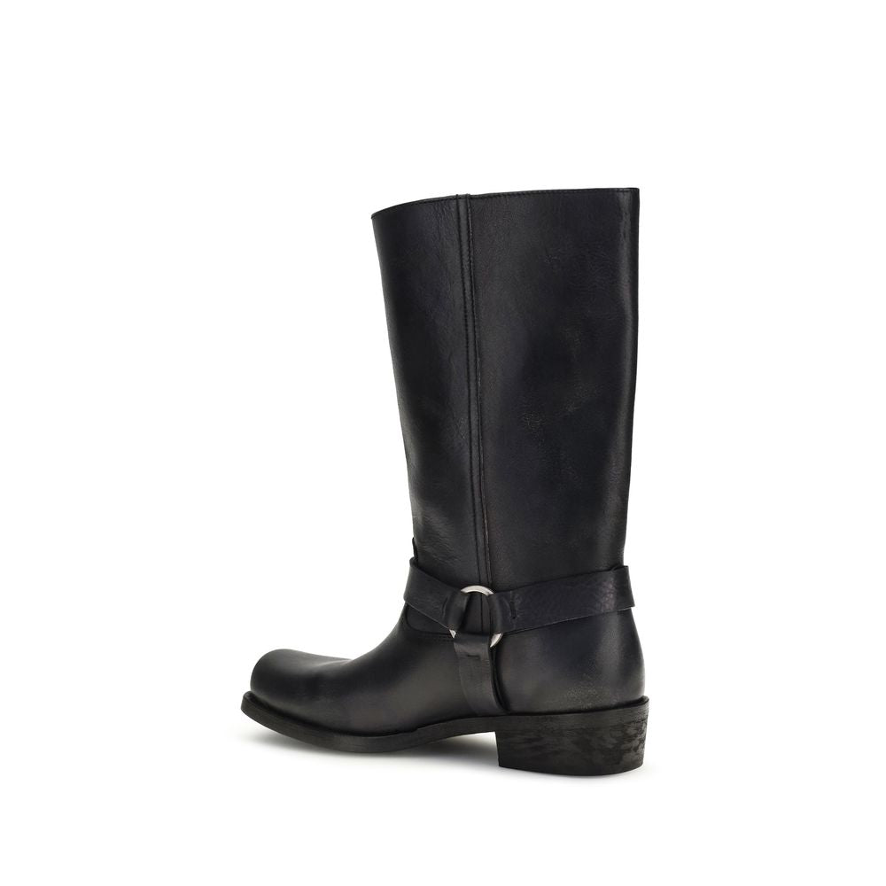 Golden Goose Black Leather Biker Ankle Boots