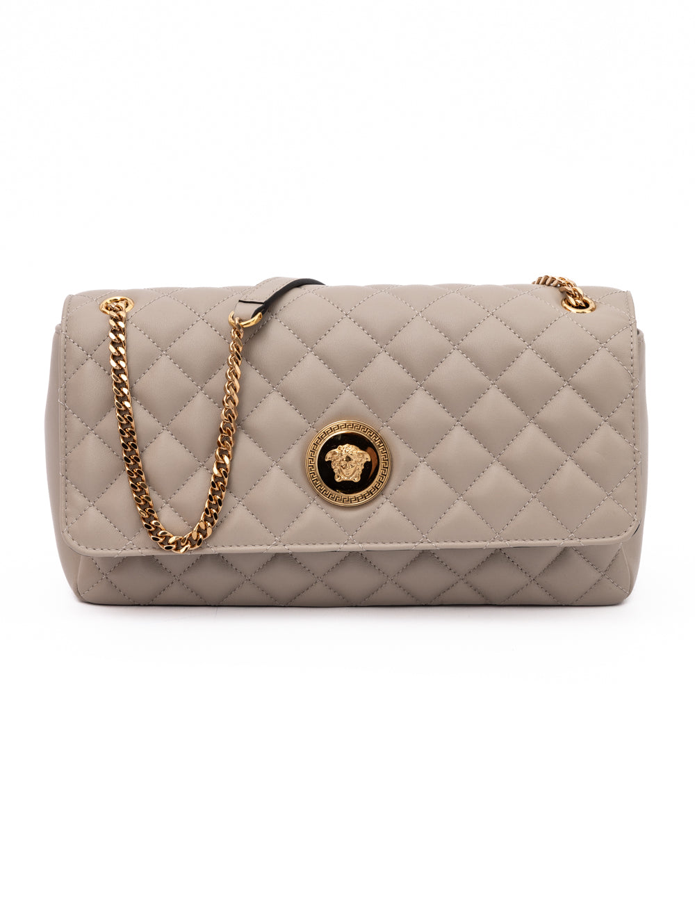 Versace Taupe Lambskin Shoulder Bag