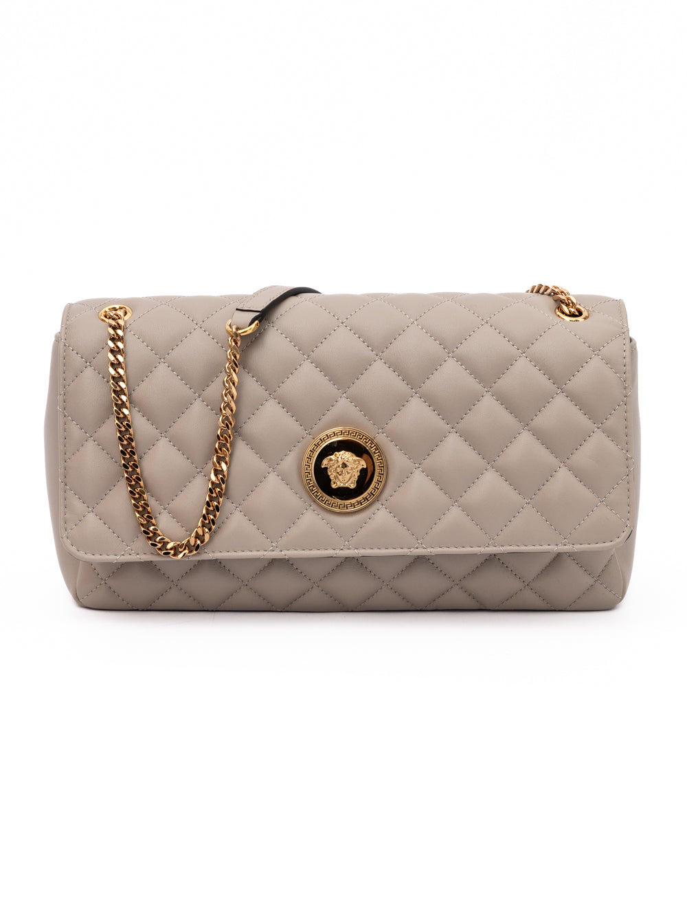 Versace Taupe Lambskin Shoulder Bag