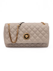 Versace Taupe Lambskin Shoulder Bag
