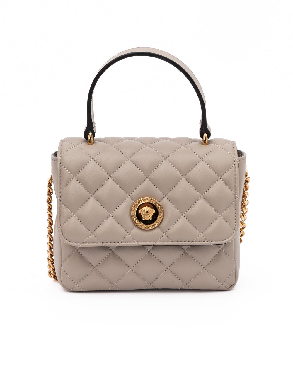 Versace Taupe Lambskin Handbag
