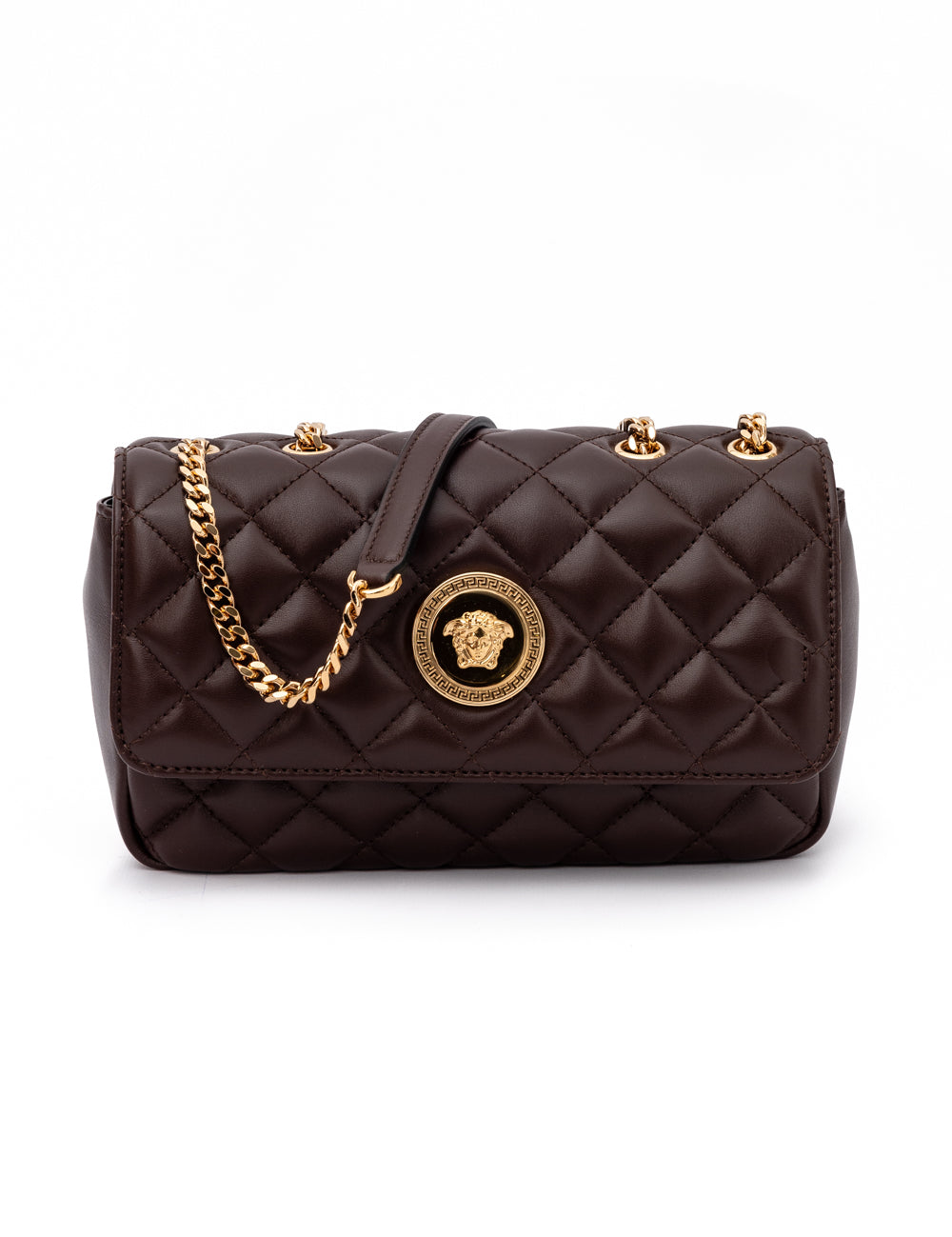 Versace Brown Quilted Lambskin Shoulder Bag