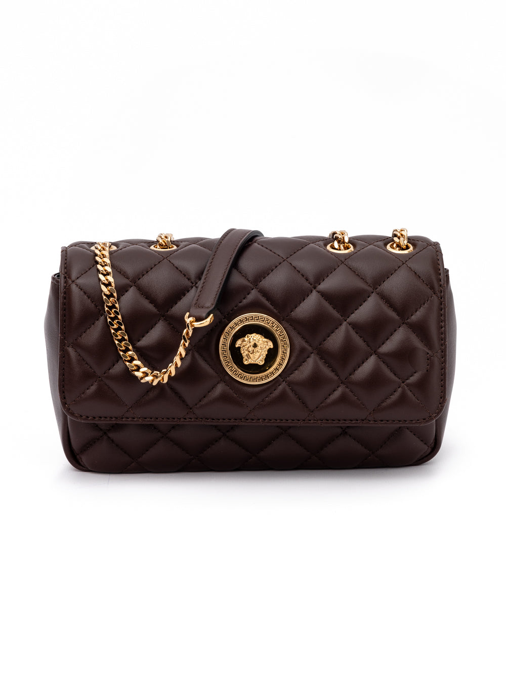 Versace Brown Quilted Lambskin Shoulder Bag