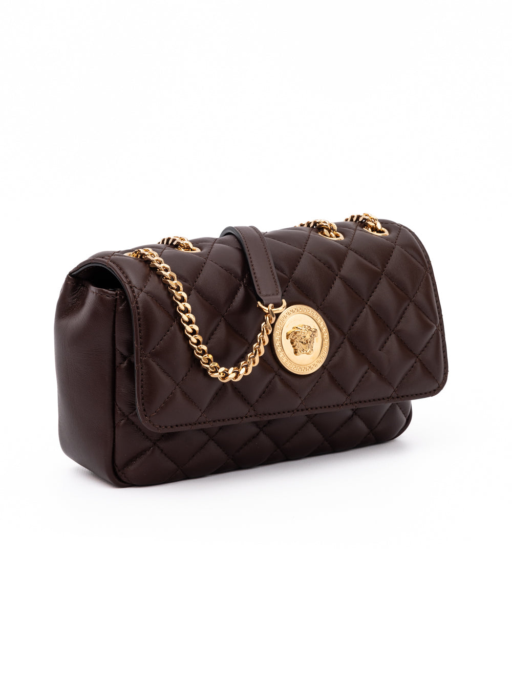 Versace Brown Quilted Lambskin Shoulder Bag