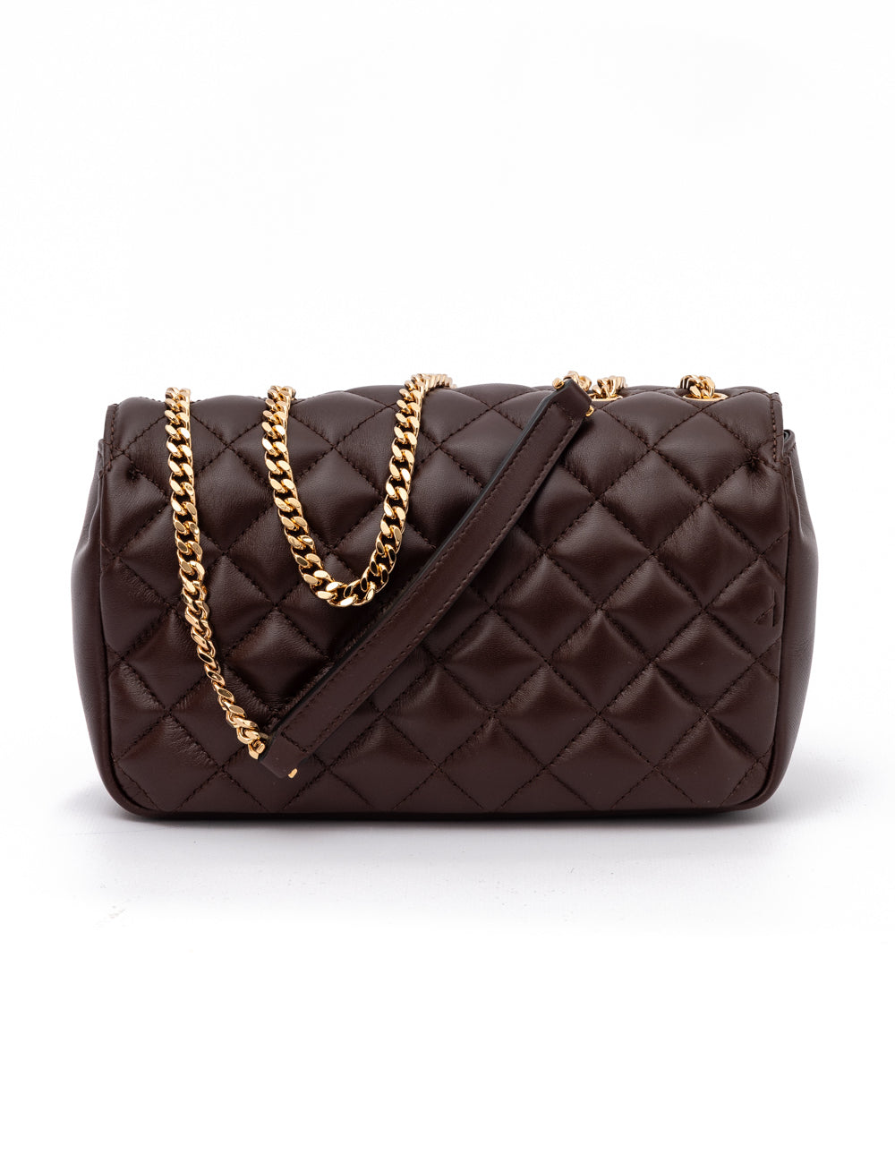 Versace Brown Quilted Lambskin Shoulder Bag
