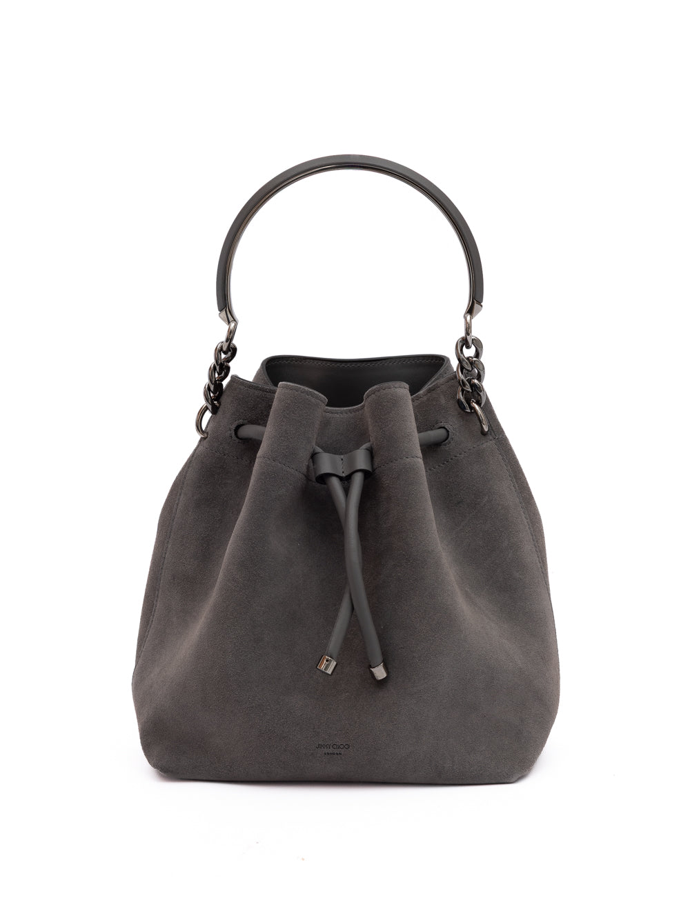 Jimmy Choo Dark Grey Suede Bucket Bag