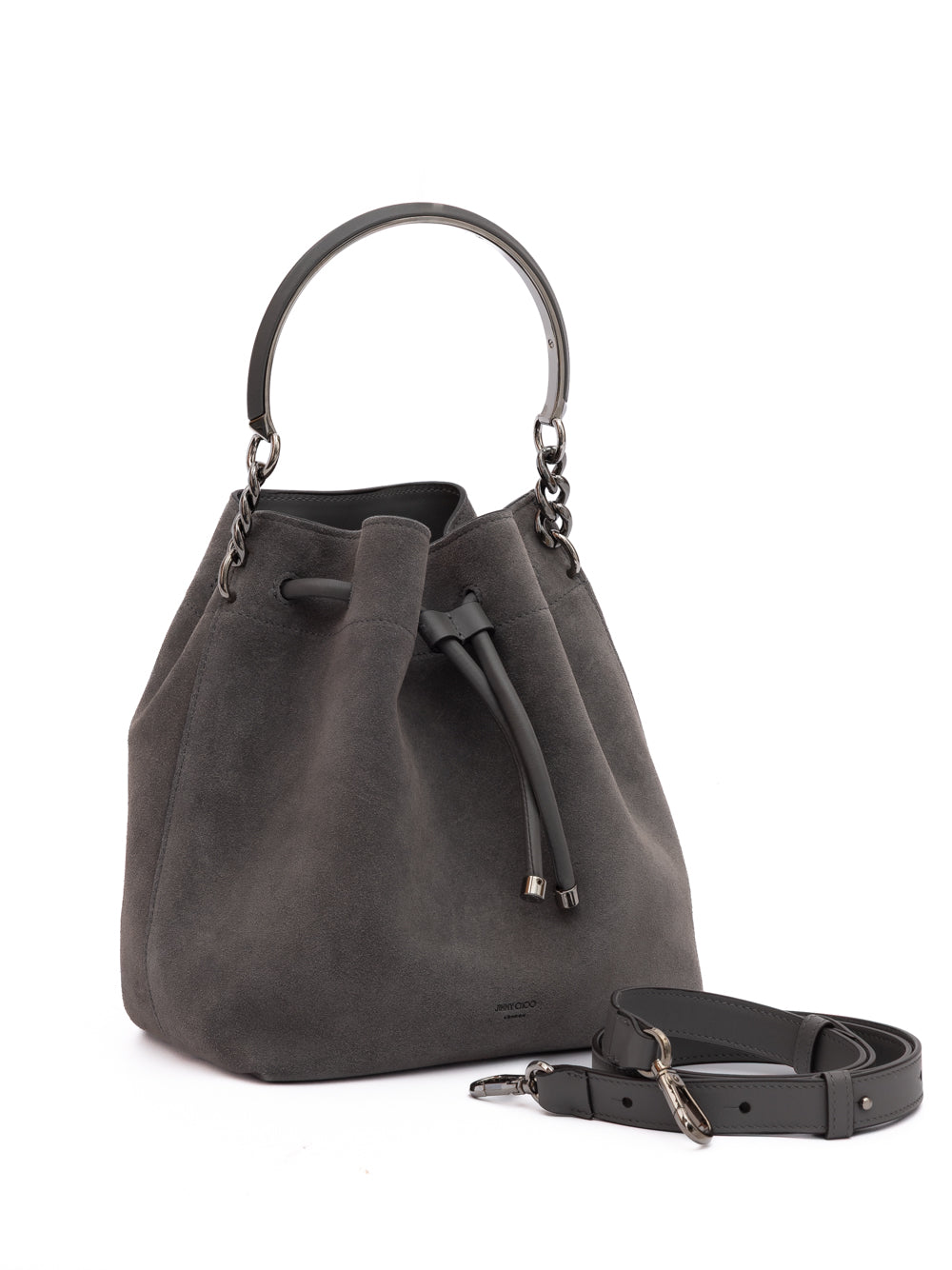 Jimmy Choo Dark Grey Suede Bucket Bag