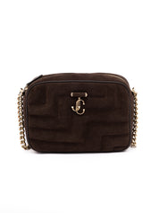 Jimmy Choo Chocolate Brown Suede Camera Crossbody Bag