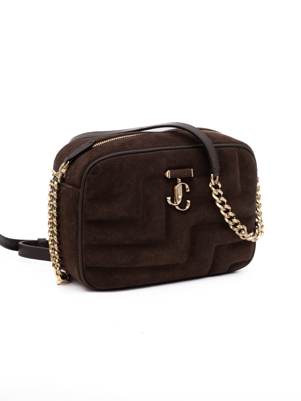 Jimmy Choo Chocolate Brown Suede Camera Crossbody Bag