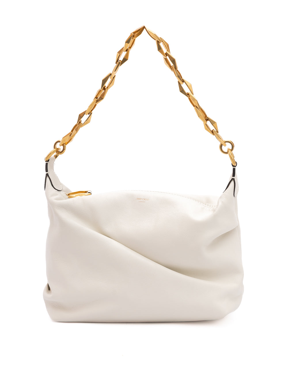 Jimmy Choo White Soft Calf Leather Hobo Shoulder Bag