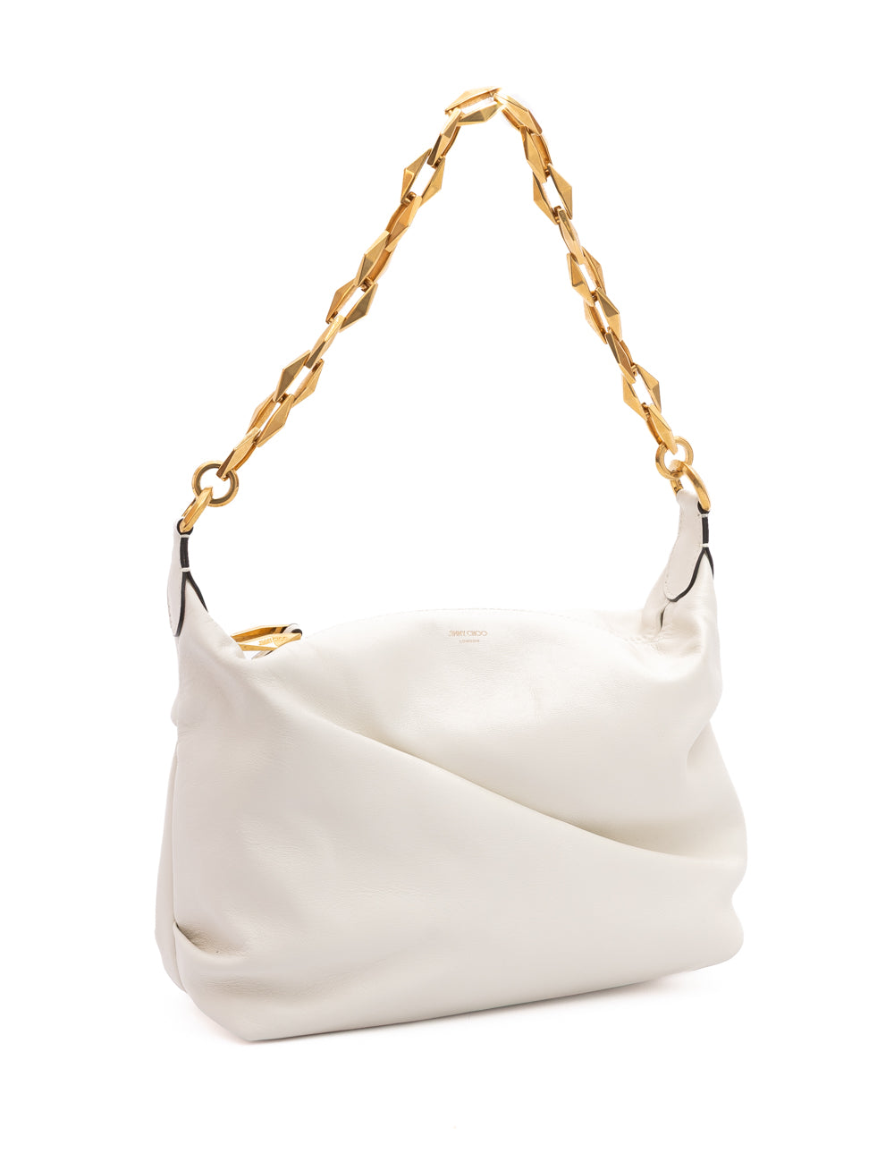 Jimmy Choo White Soft Calf Leather Hobo Shoulder Bag