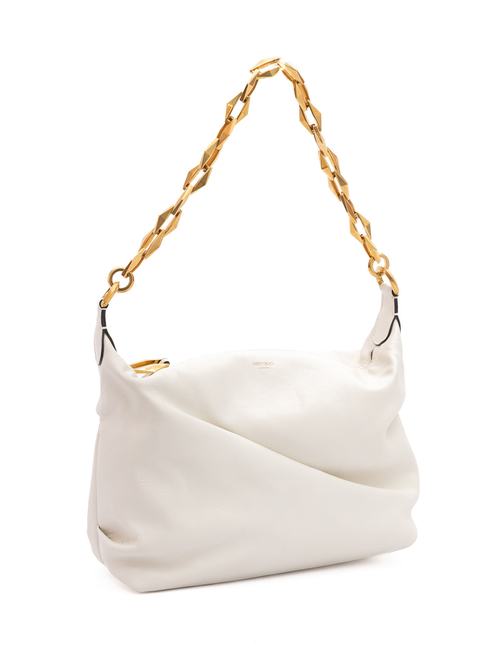 Jimmy Choo White Soft Calf Leather Hobo Shoulder Bag