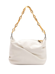 Jimmy Choo White Soft Calf Leather Hobo Shoulder Bag
