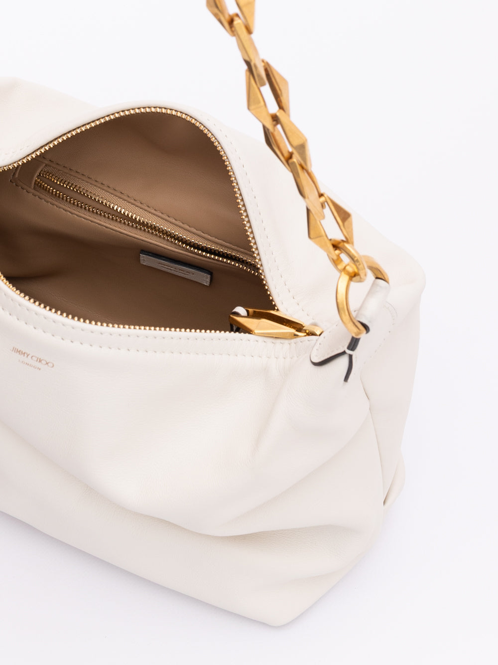 Jimmy Choo White Soft Calf Leather Hobo Shoulder Bag