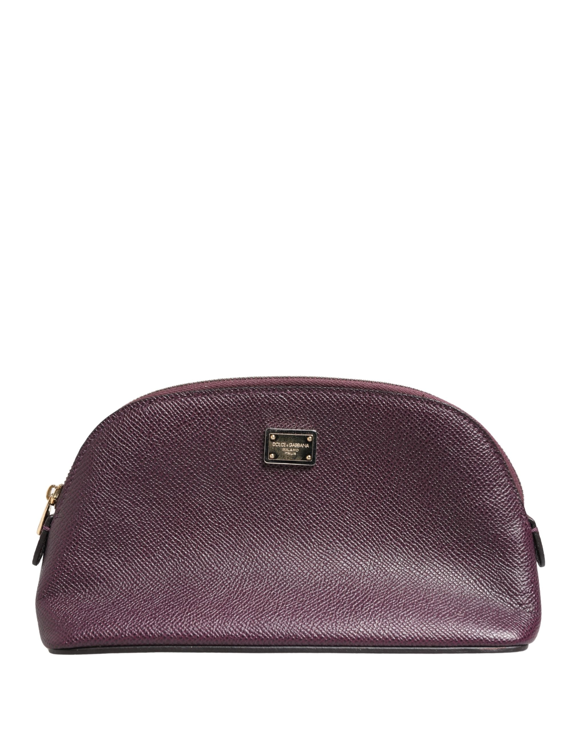 Dolce & Gabbana Dark Purple Calfskin Pouch Wallet