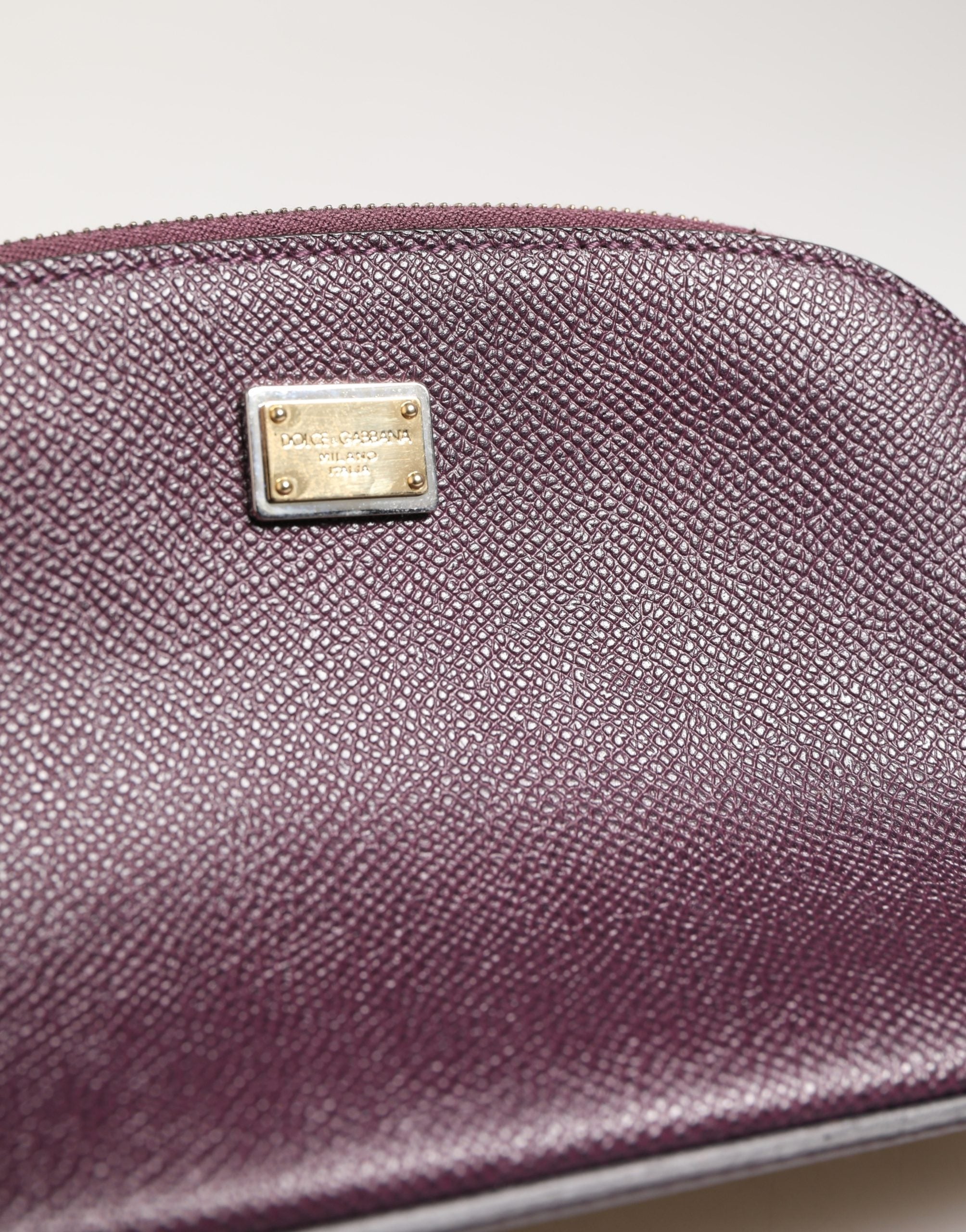 Dolce & Gabbana Dark Purple Calfskin DG Logo Pouch Wallet