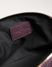 Dolce & Gabbana Dark Purple Calfskin DG Logo Pouch Wallet