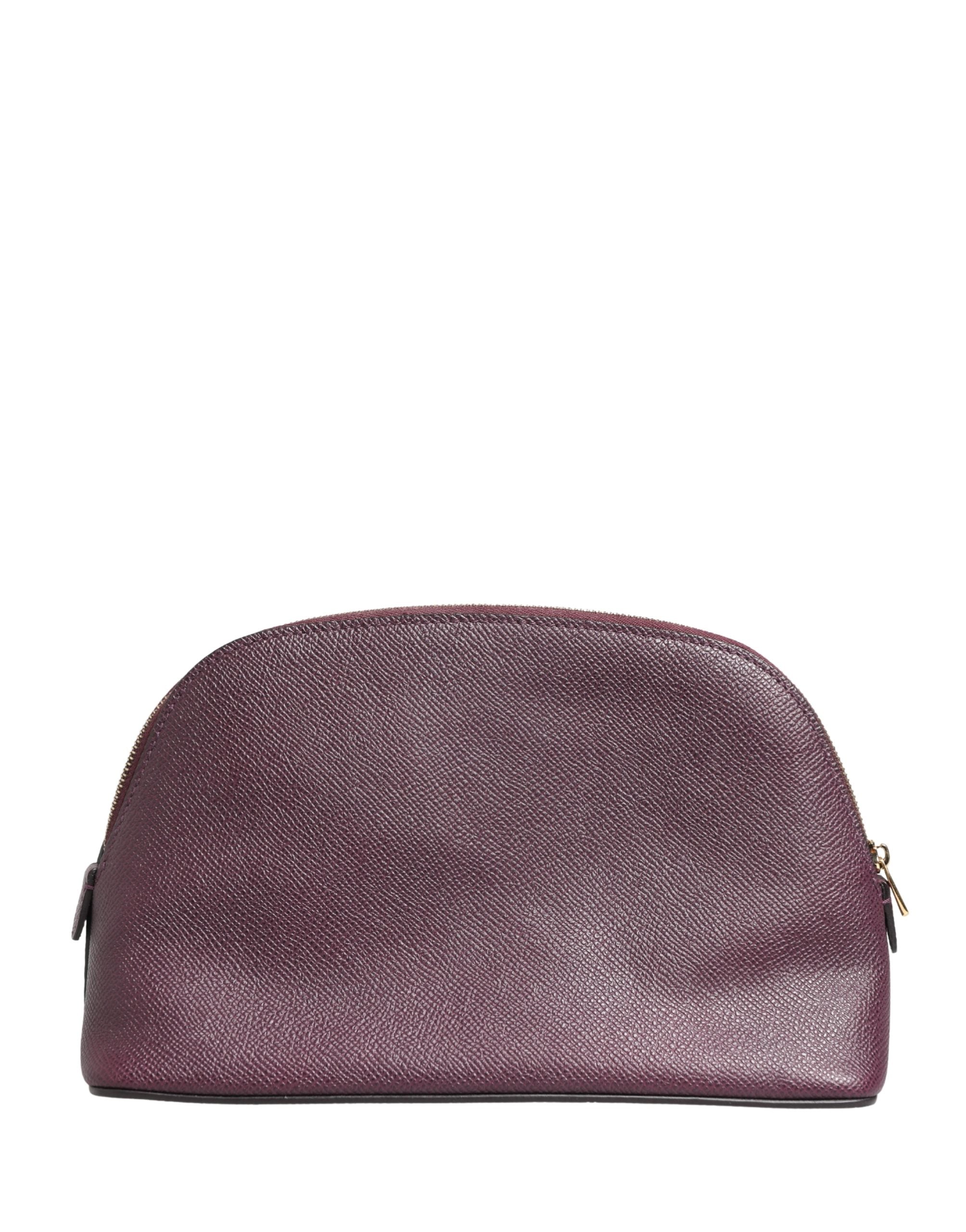 Dolce & Gabbana Dark Purple Calfskin Zip Around Pouch Wallet