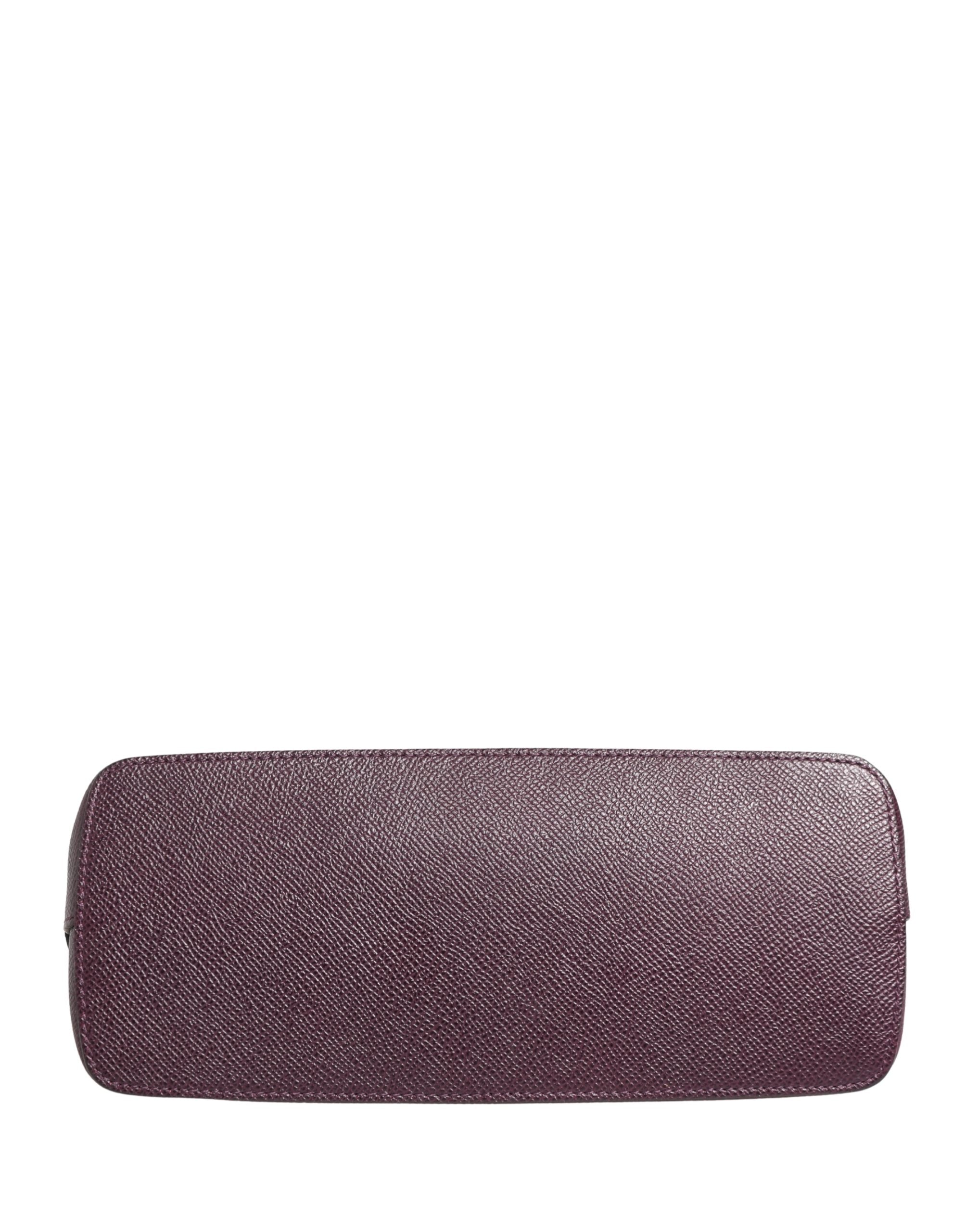 Dolce & Gabbana Dark Purple Calfskin Zip Around Pouch Wallet