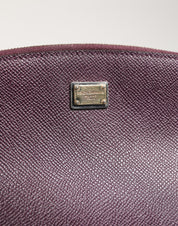 Dolce & Gabbana Dark Purple Calfskin Zip Around Pouch Wallet