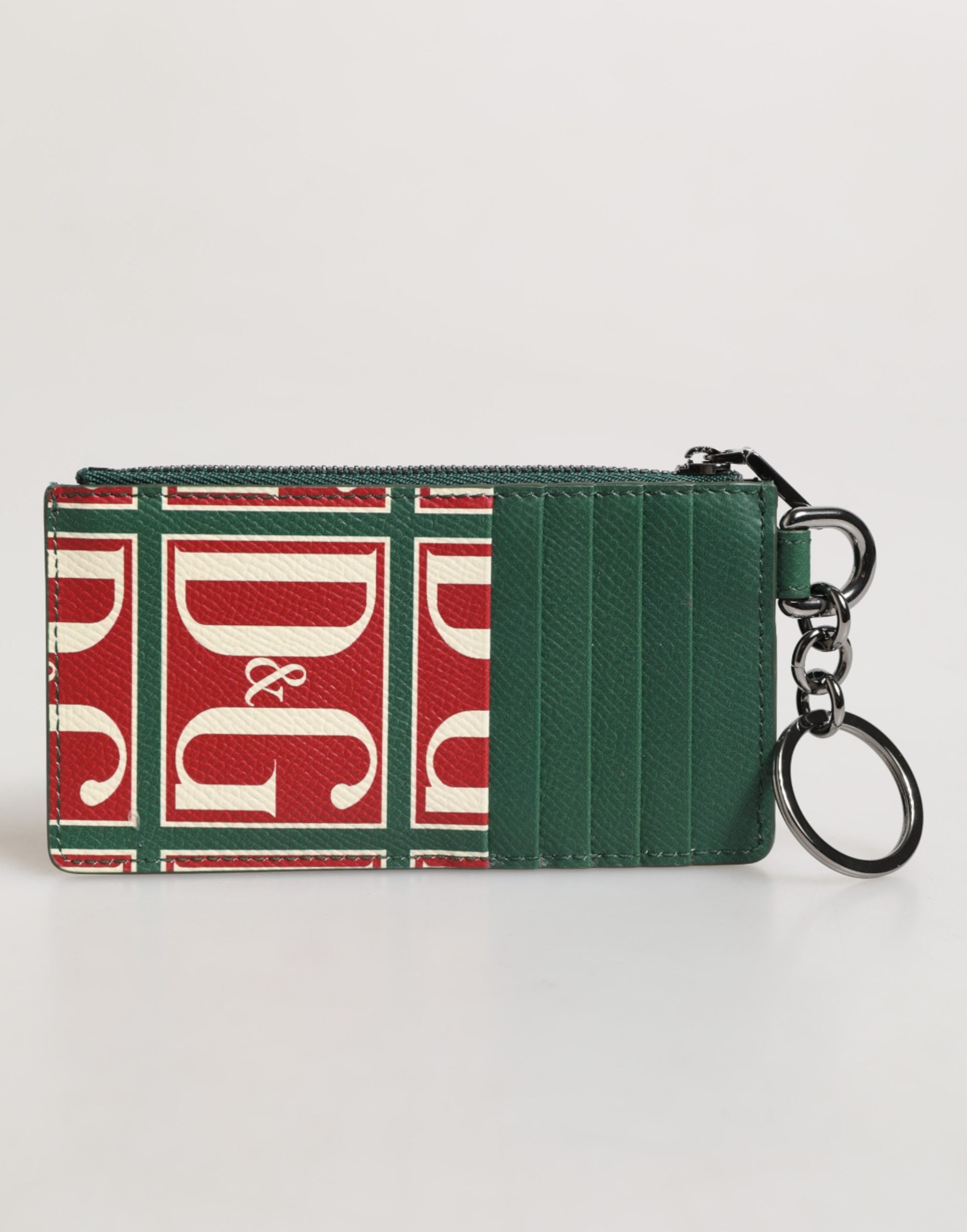 Dolce & Gabbana Green Calf Leather Card Holder Wallet