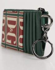 Dolce & Gabbana Green Calf Leather Card Holder Wallet
