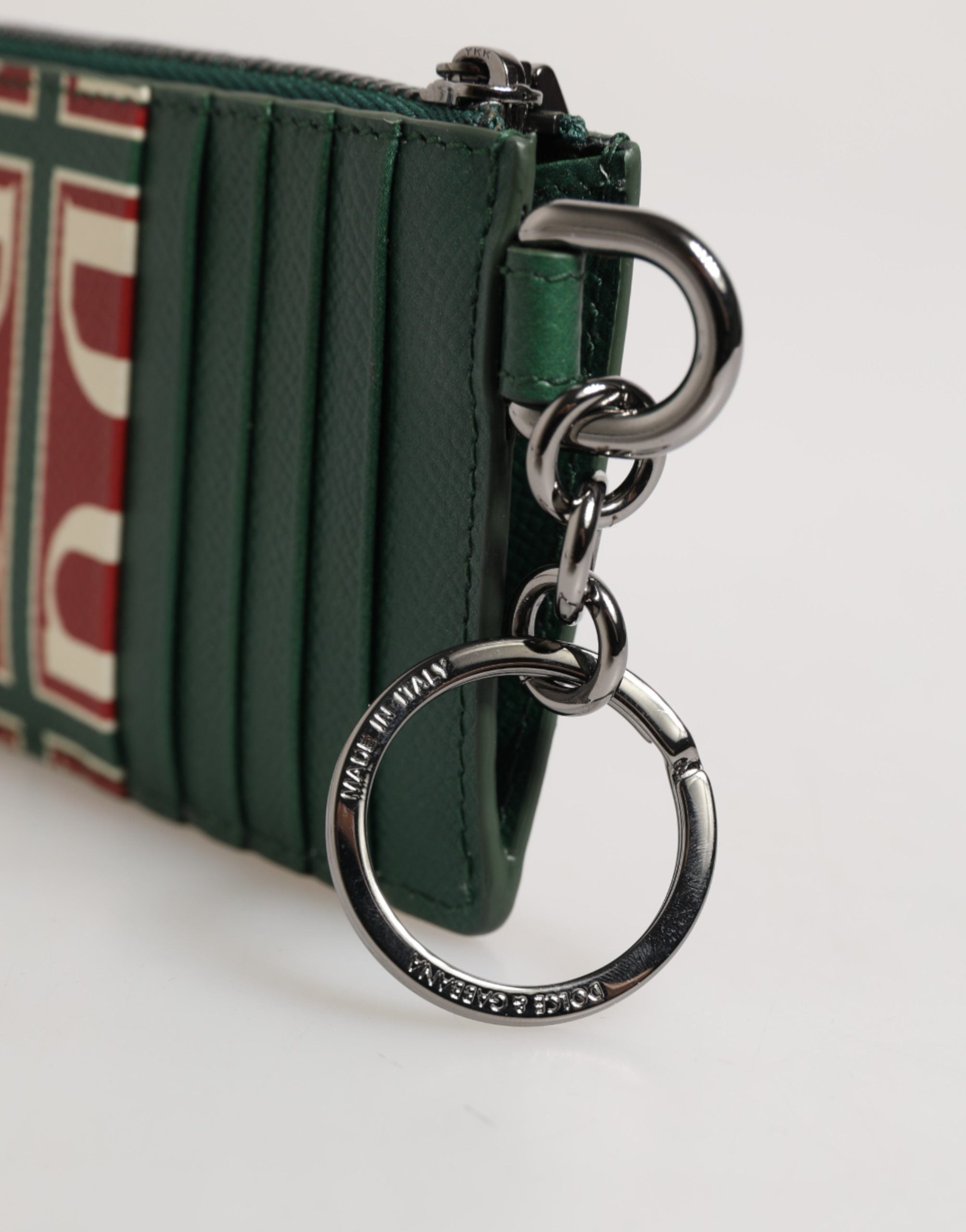 Dolce & Gabbana Green Calf Leather Card Holder Wallet