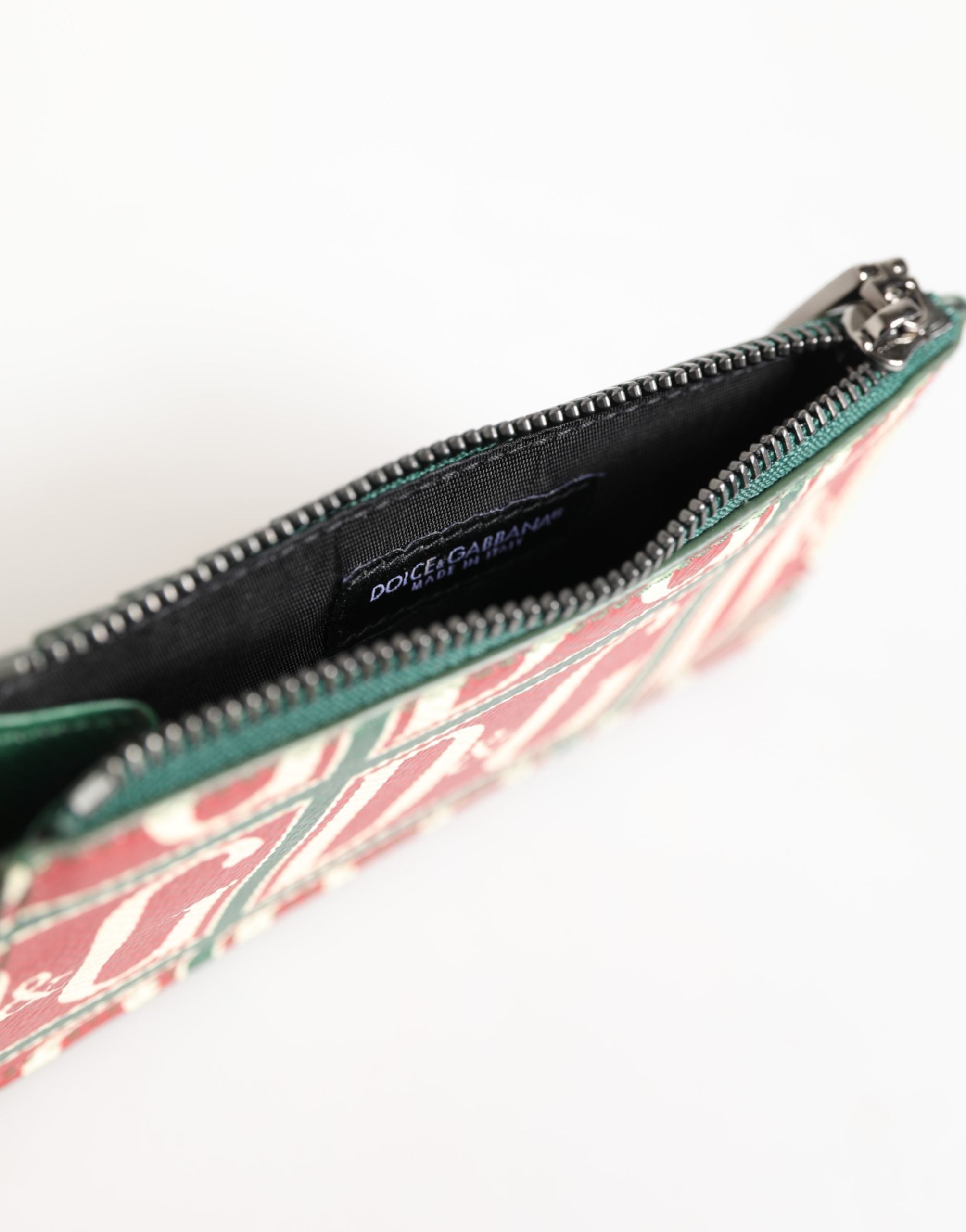 Dolce & Gabbana Green Calf Leather Card Holder Wallet
