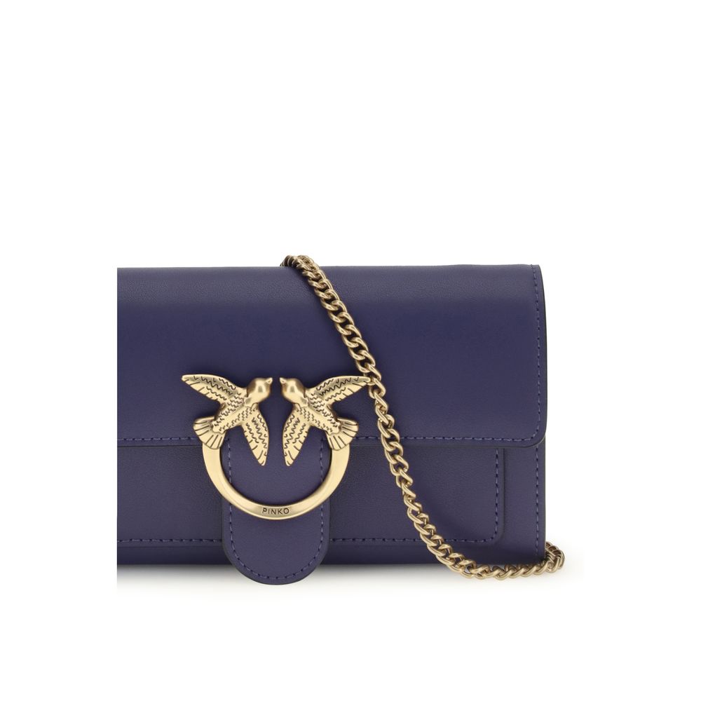 PINKO Blue Calf Leather Shoulder Bag