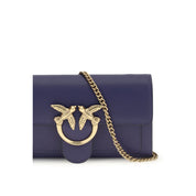 PINKO Blue Calf Leather Shoulder Bag