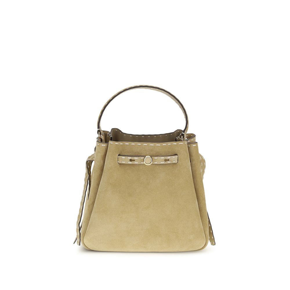Tory Burch Beige Suede Nappa Leather Romy Bucket Bag
