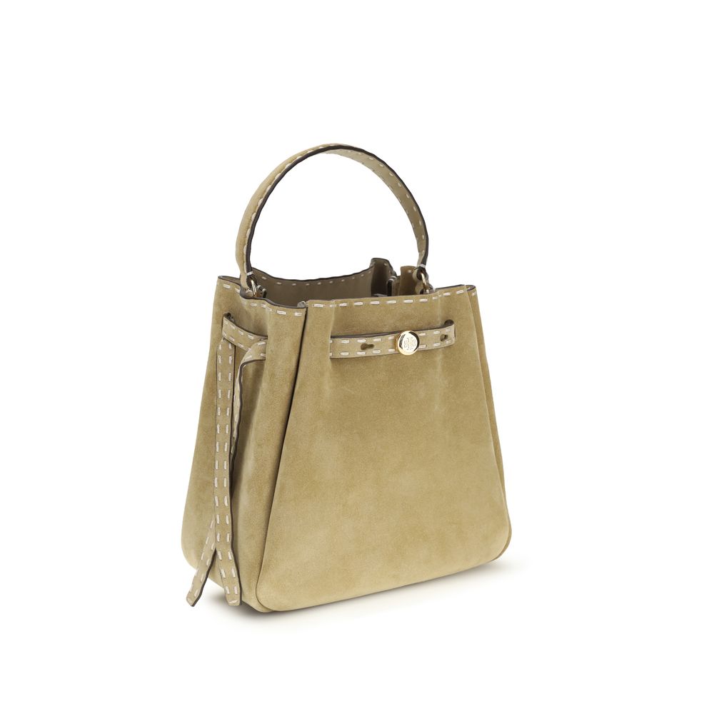 Tory Burch Beige Suede Nappa Leather Romy Bucket Bag