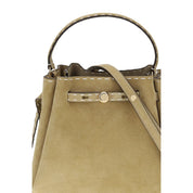 Tory Burch Beige Suede Nappa Leather Romy Bucket Bag
