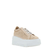 Casadei Beige Vegan Leather Chunky Sneakers