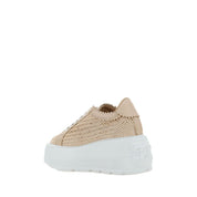 Casadei Beige Vegan Leather Chunky Sneakers