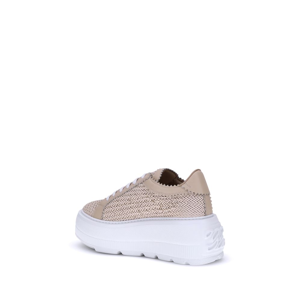 Casadei Beige Vegan Leather Chunky Sneakers