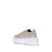 Casadei Beige Vegan Leather Chunky Sneakers