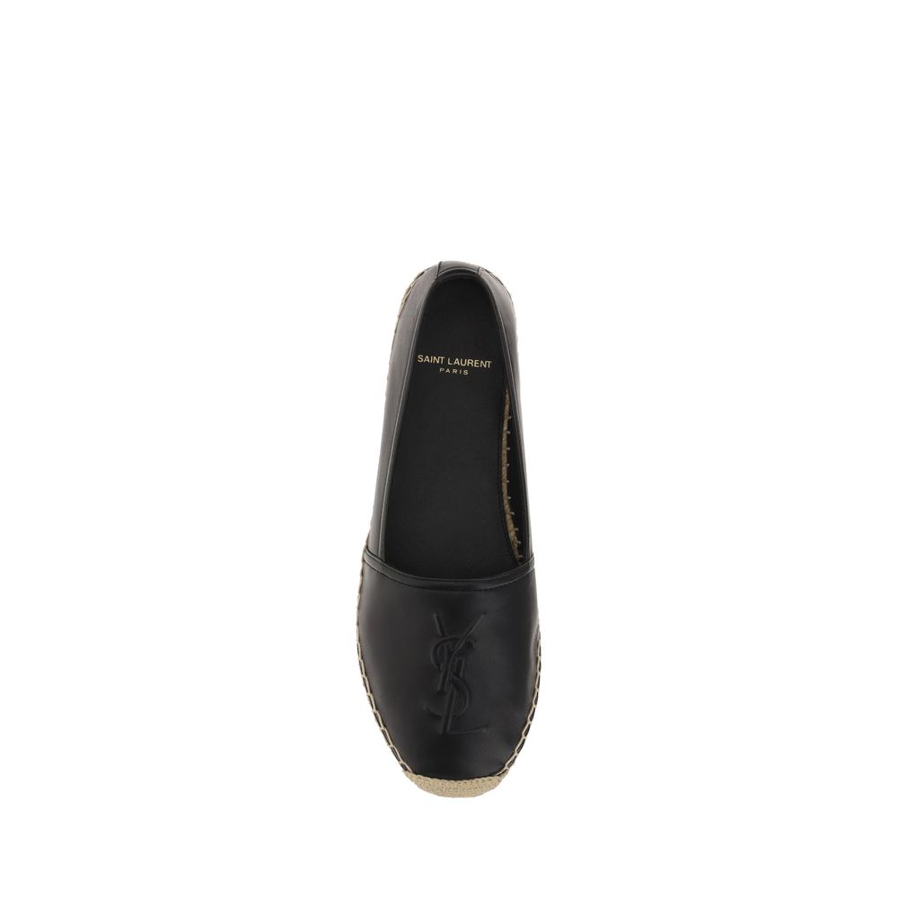 Saint Laurent Black Lambskin Espadrilles