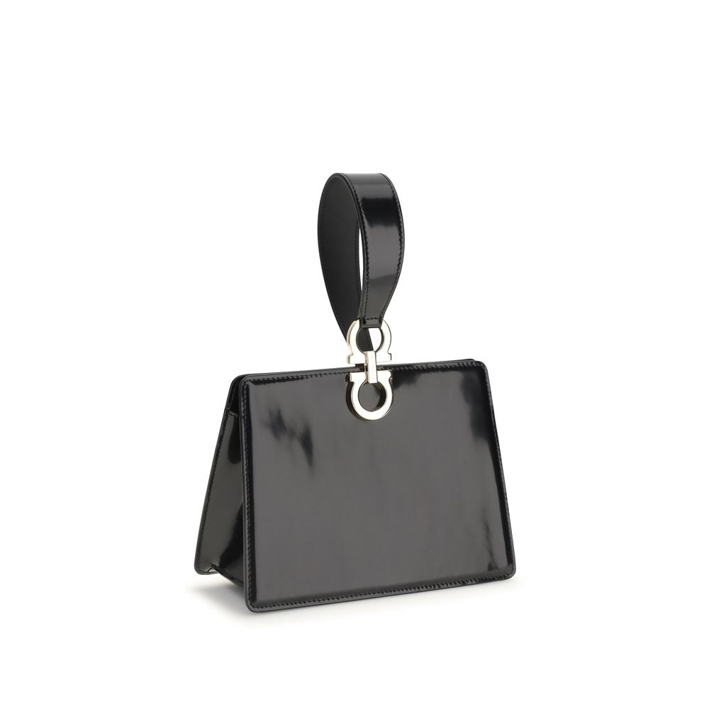 Ferragamo Black Calf Leather Clutch Bag