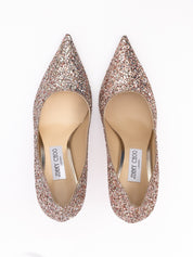 Jimmy Choo Rose Glitter Leather Pumps