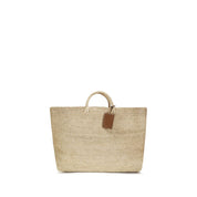 Manebi Beige Raffia Maxi Tote Bag