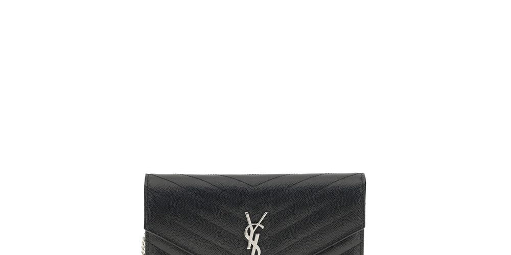 Saint Laurent Black Calf Leather Cassandre Mini Shoulder Bag
