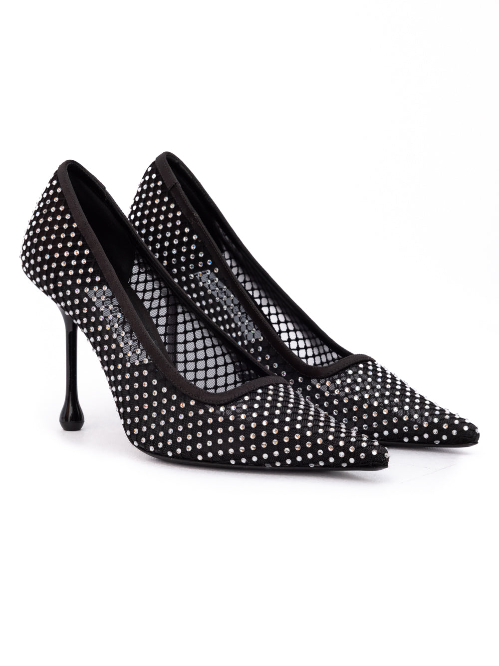 Jimmy Choo Black Mesh Satin Ixia 95 Pumps