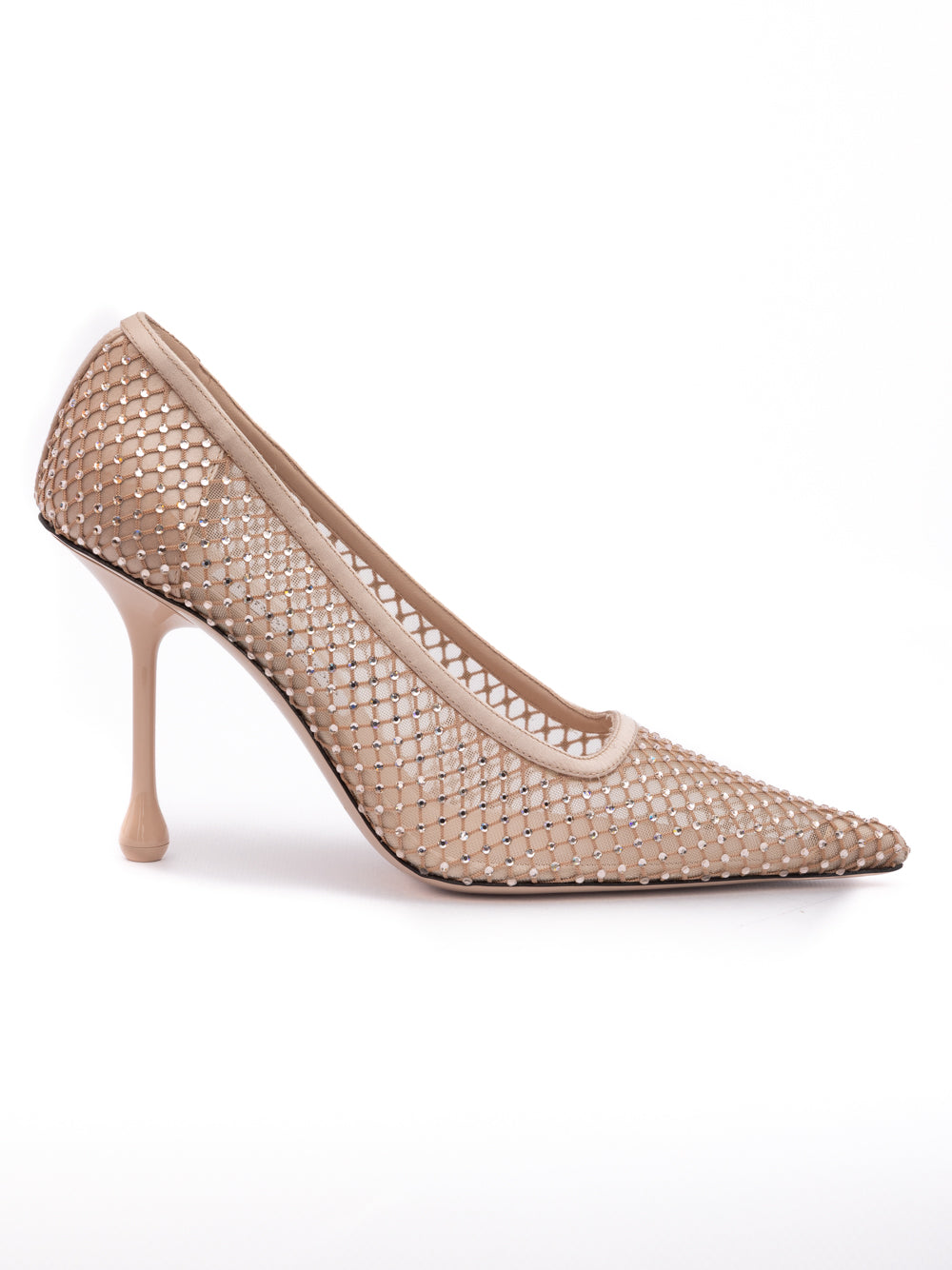 Jimmy Choo Powder Pink Satin Mesh Crystal Ixia 95 Pumps