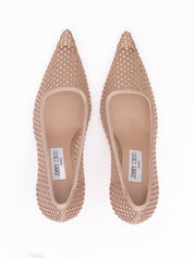 Jimmy Choo Powder Pink Satin Mesh Crystal Ixia 95 Pumps