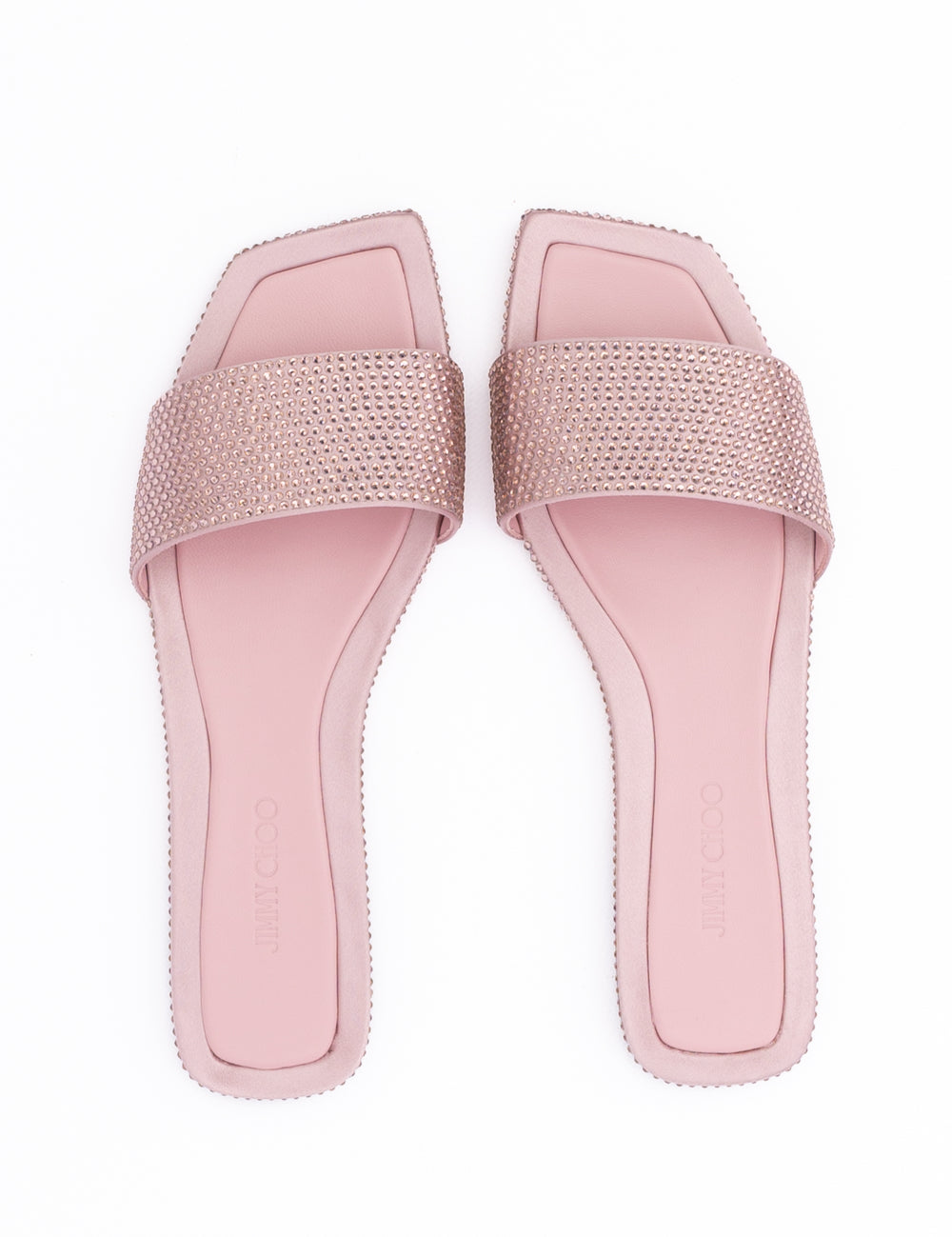 Jimmy Choo Pink Satin Crystal Flat