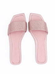 Jimmy Choo Pink Satin Crystal Flat