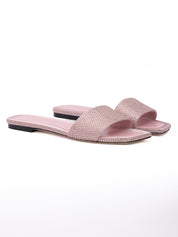 Jimmy Choo Pink Satin Crystal Flat